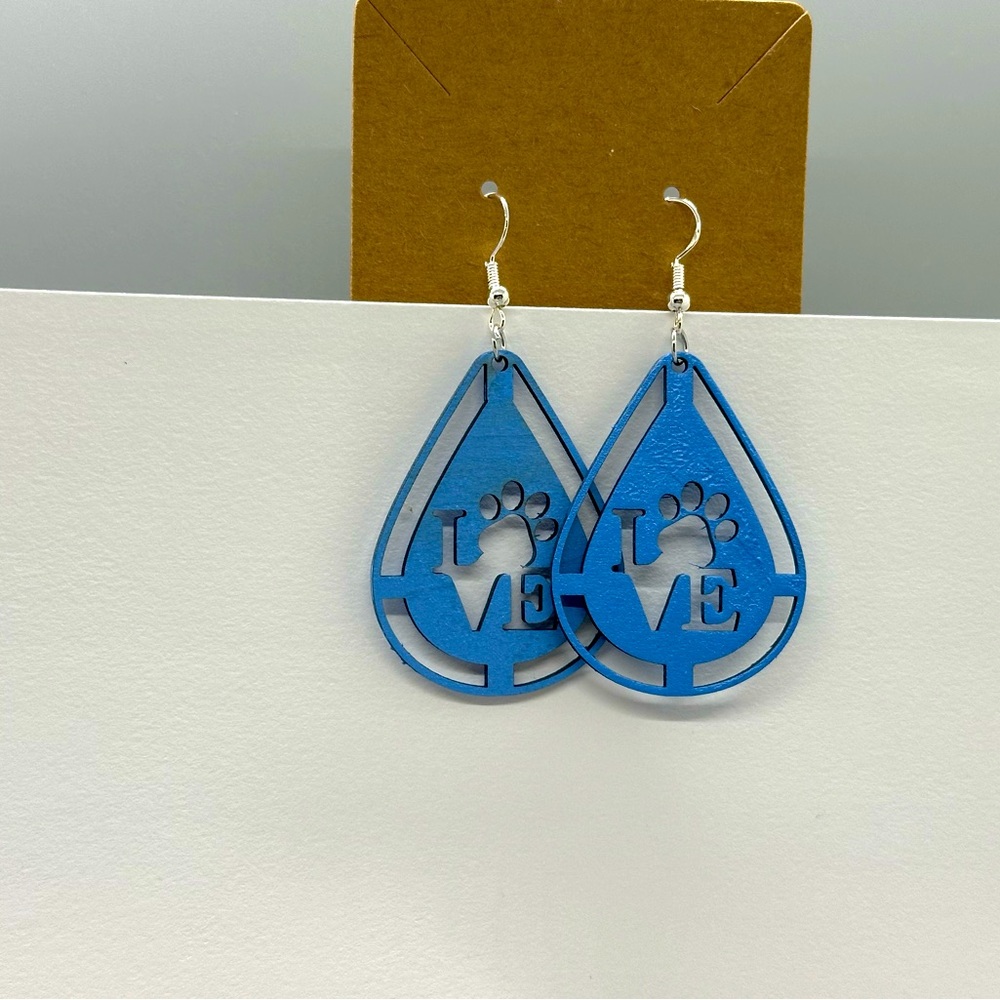 Love Paw Oval Earrings Blue
